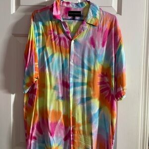 No Boundaries Multicolor Tie-Dye Button Down Shirt